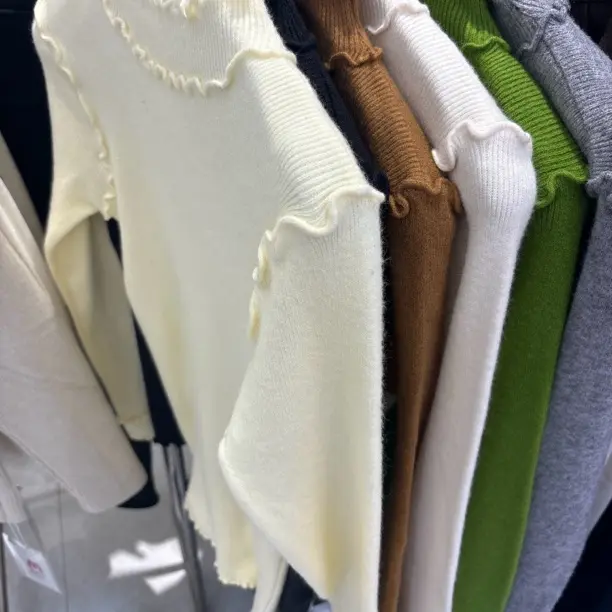 甜美花边半高领打底衫女秋冬法式百搭小个子内搭针织毛衣上衣