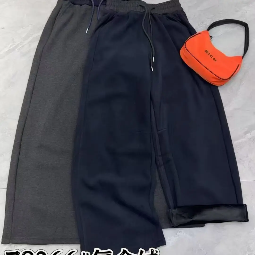 秋季新款加绒高腰显瘦休闲弯刀裤适合梨型身材女士