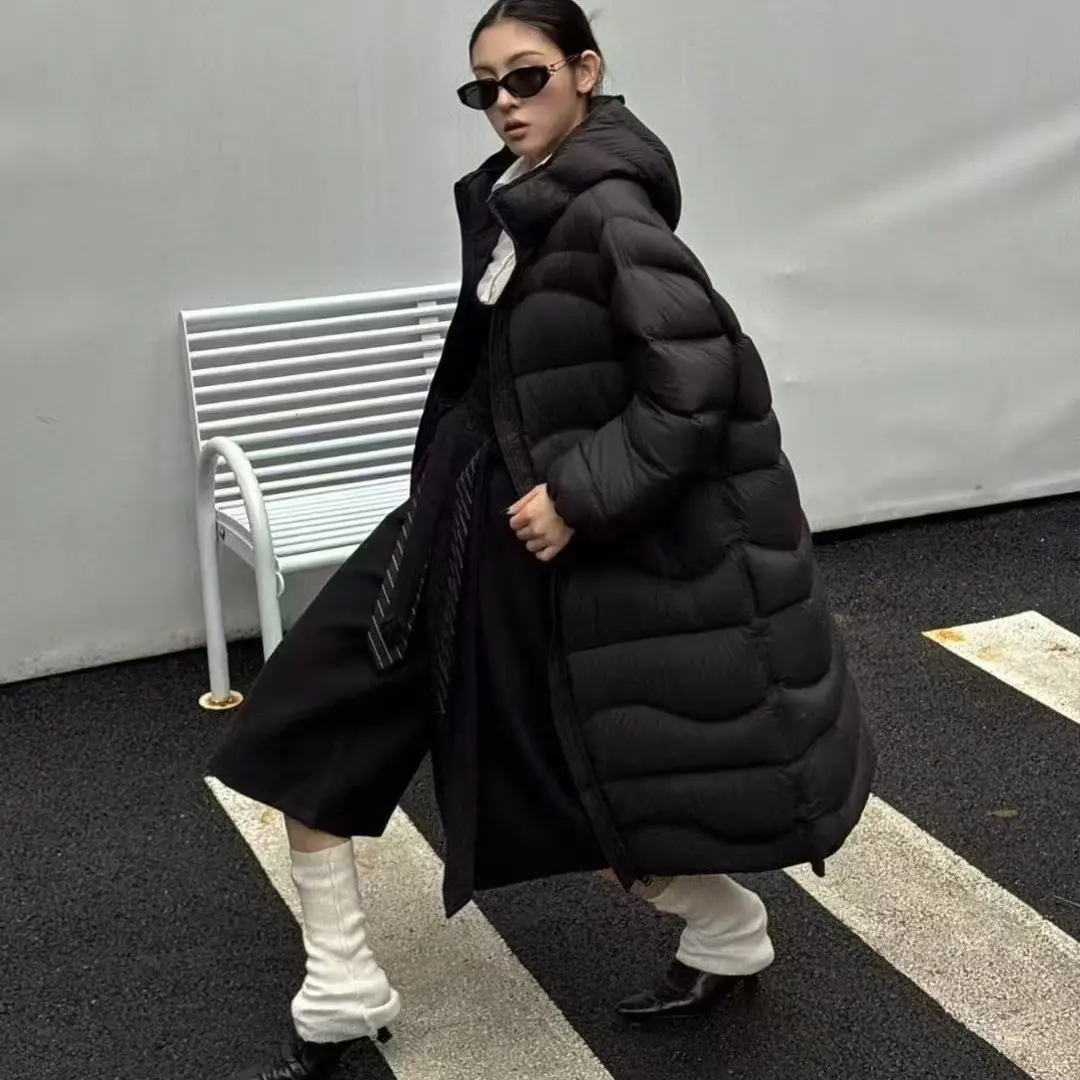 冬季韩版云朵泡芙连帽长款白鸭绒加厚保暖外套显瘦防寒