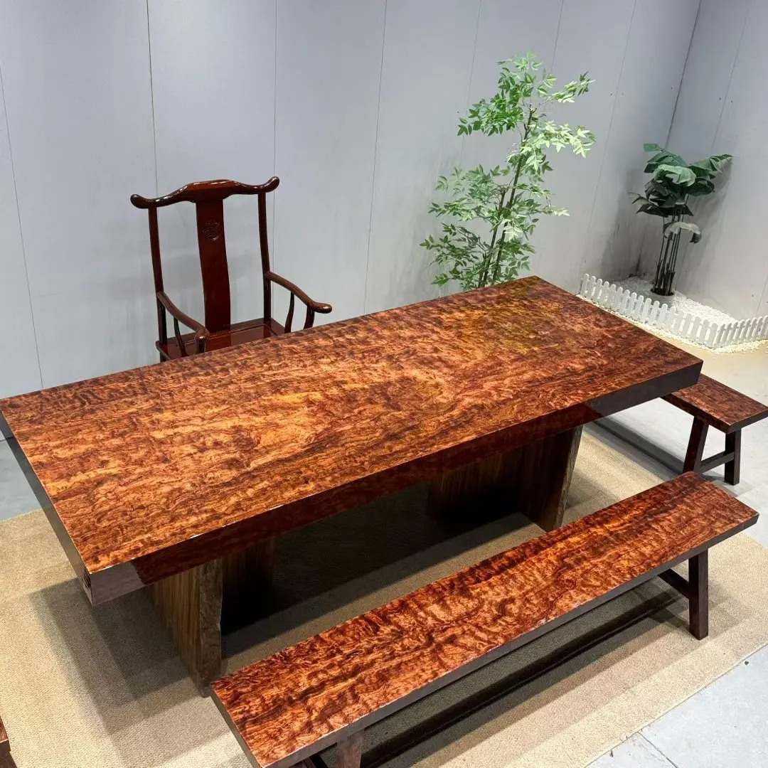 巴花实木大板桌整板茶桌办公会议家用中式红木茶台260-92-10