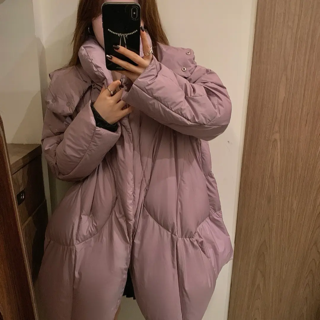 中长款女90白鸭绒加厚款连帽常规女士休闲百搭外套