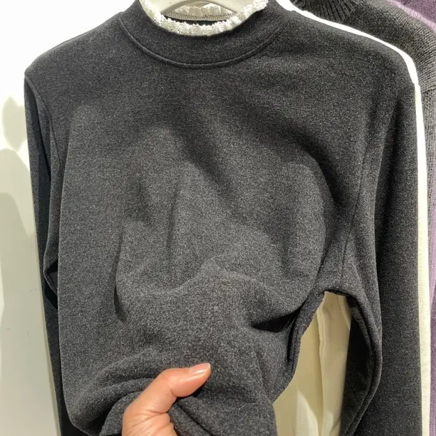 半高领慕斯绒长袖T恤女秋冬拼接保内搭百搭洋气上衣