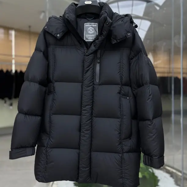 冬季男士中长款连帽白鸭绒休闲保暖时尚百搭羽绒服