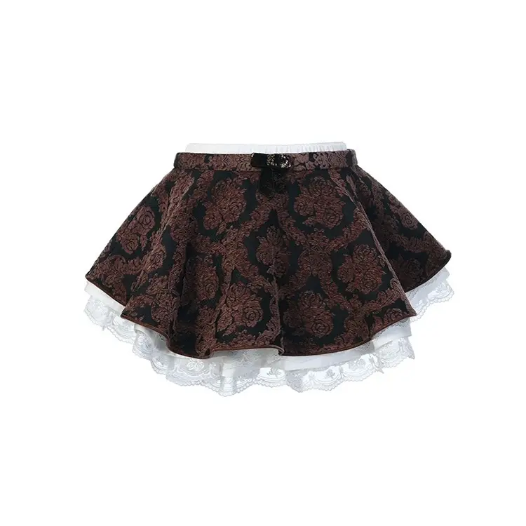 LeFame/拉飞姆雪尼尔面料植绒亮片立体蝴蝶结半身裙LF25C11SS214