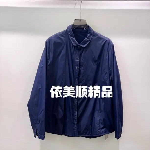 依美顺精品2529756秋冬季纯色加棉长袖衬衫女宽松翻领保暖百搭