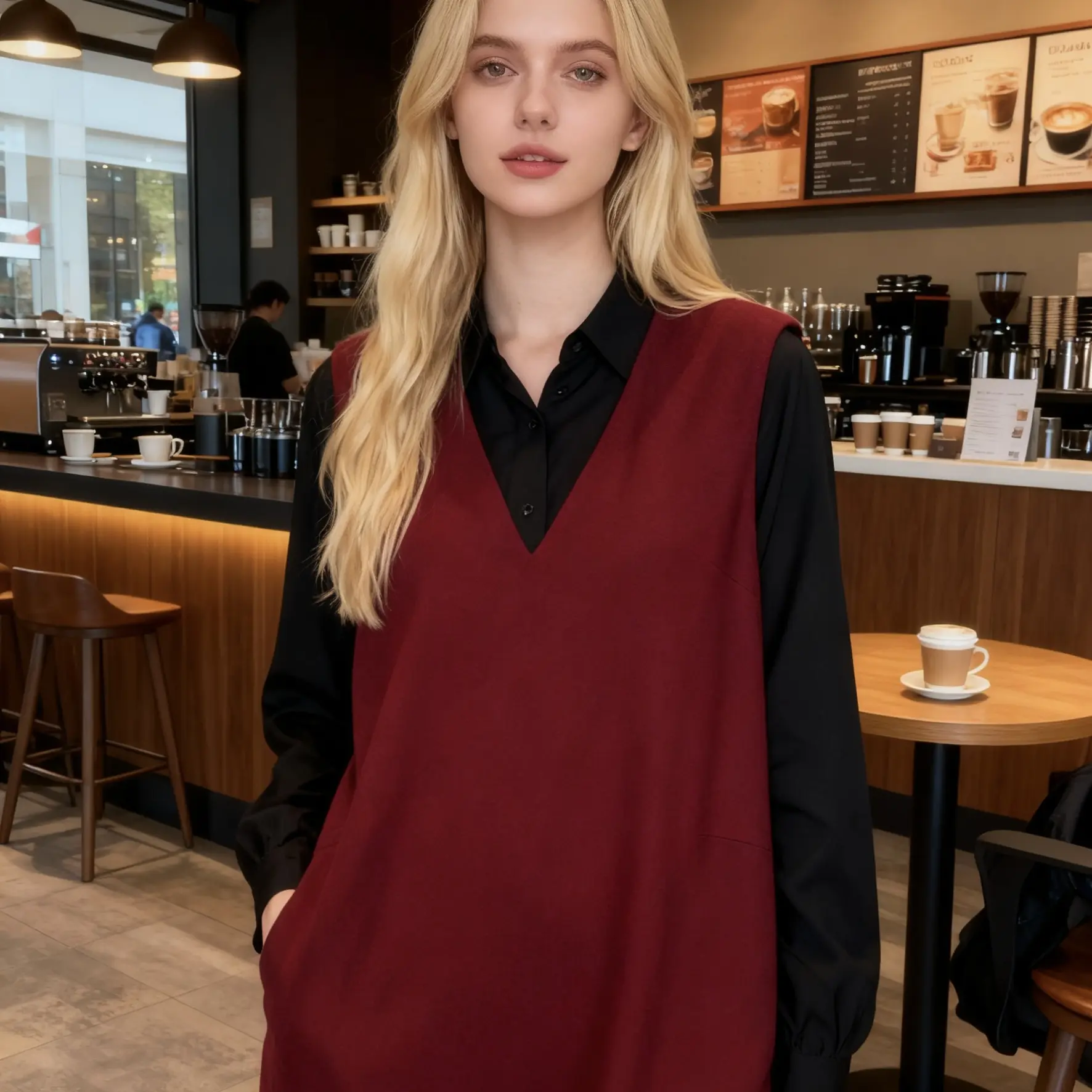 【弄影福利】时尚气质百搭针织休闲中长款宽松马甲连衣裙