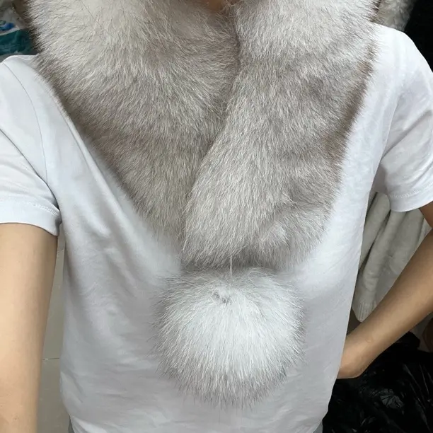 女冬季双面狐狸保暖围巾时尚百搭毛球吸扣款韩版毛毛领围脖