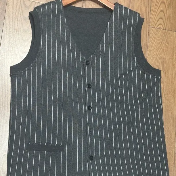 秋冬季男士桑蚕丝填充保暖条纹马甲背心