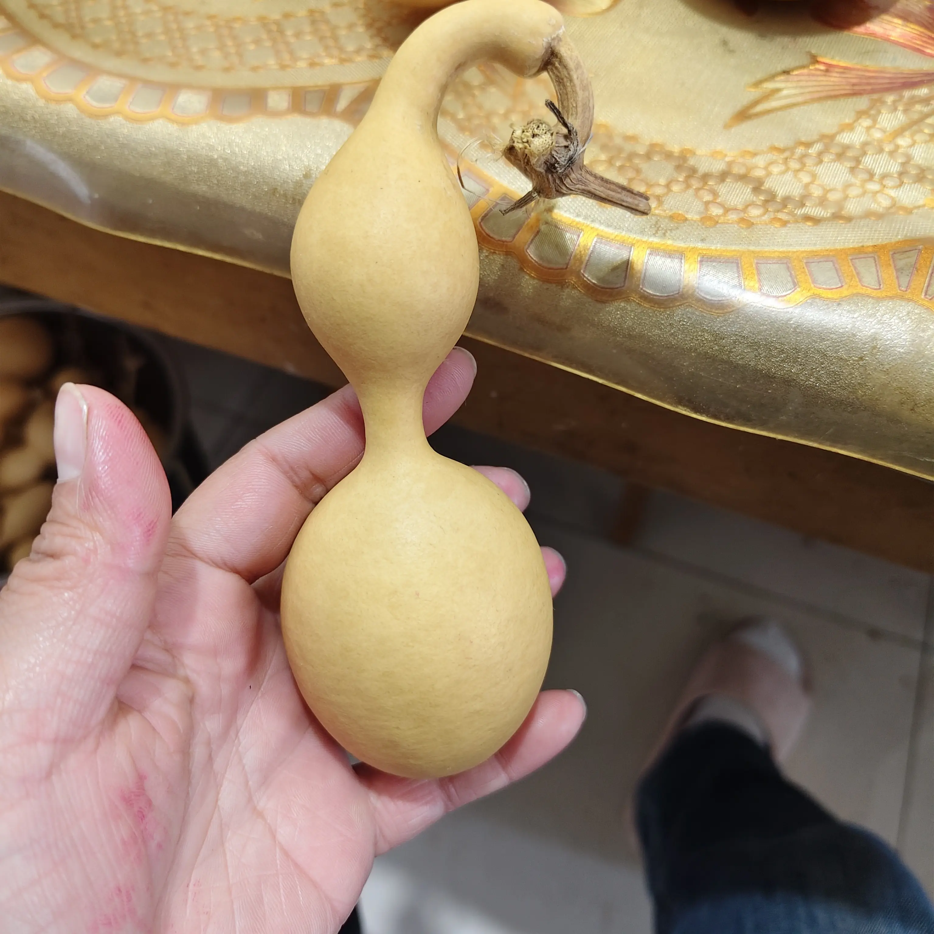 天然带龙头小葫芦文玩手把件可盘玩室内适用