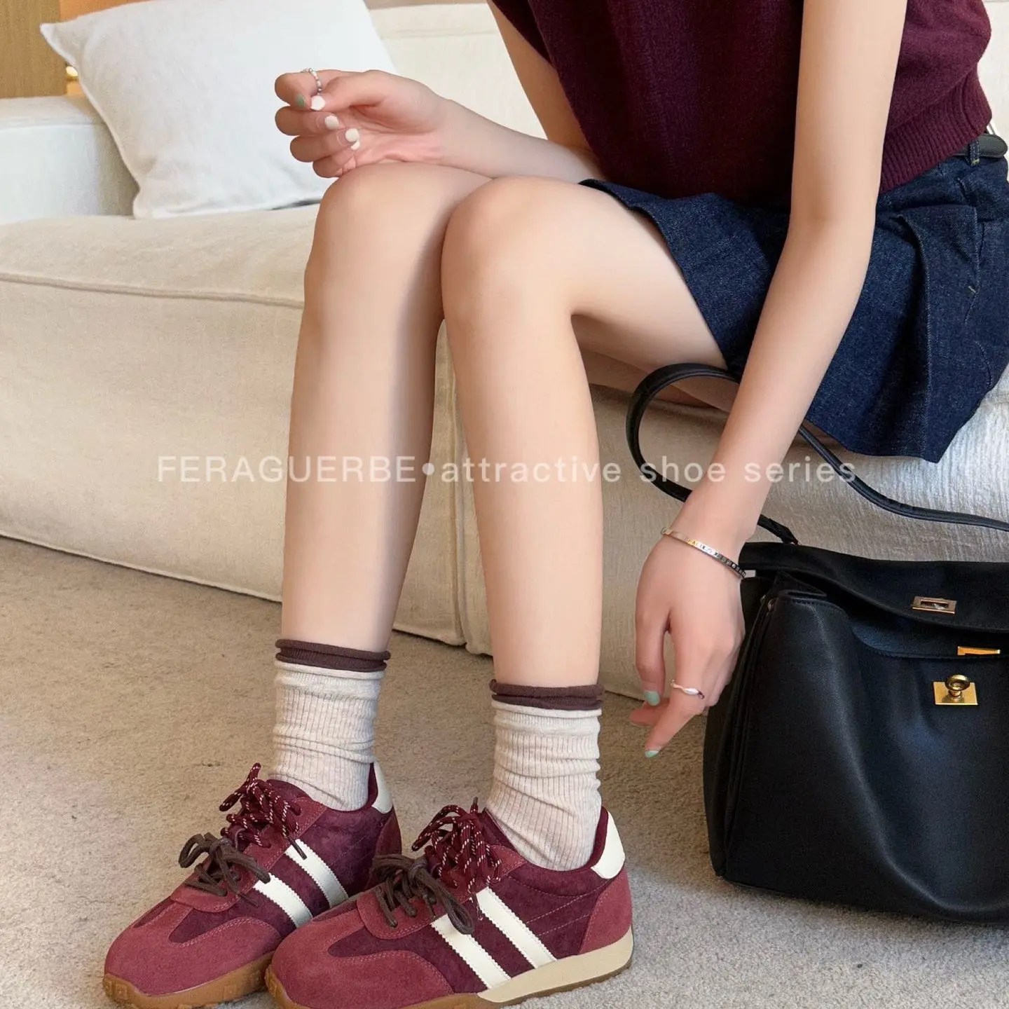 卡迪莎胶粘低跟单鞋圆头低帮鞋子日系德训鞋时尚休闲鞋3505