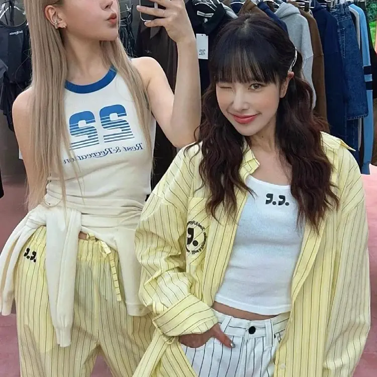 RR春夏条纹慵懒风字母刺绣衬衫