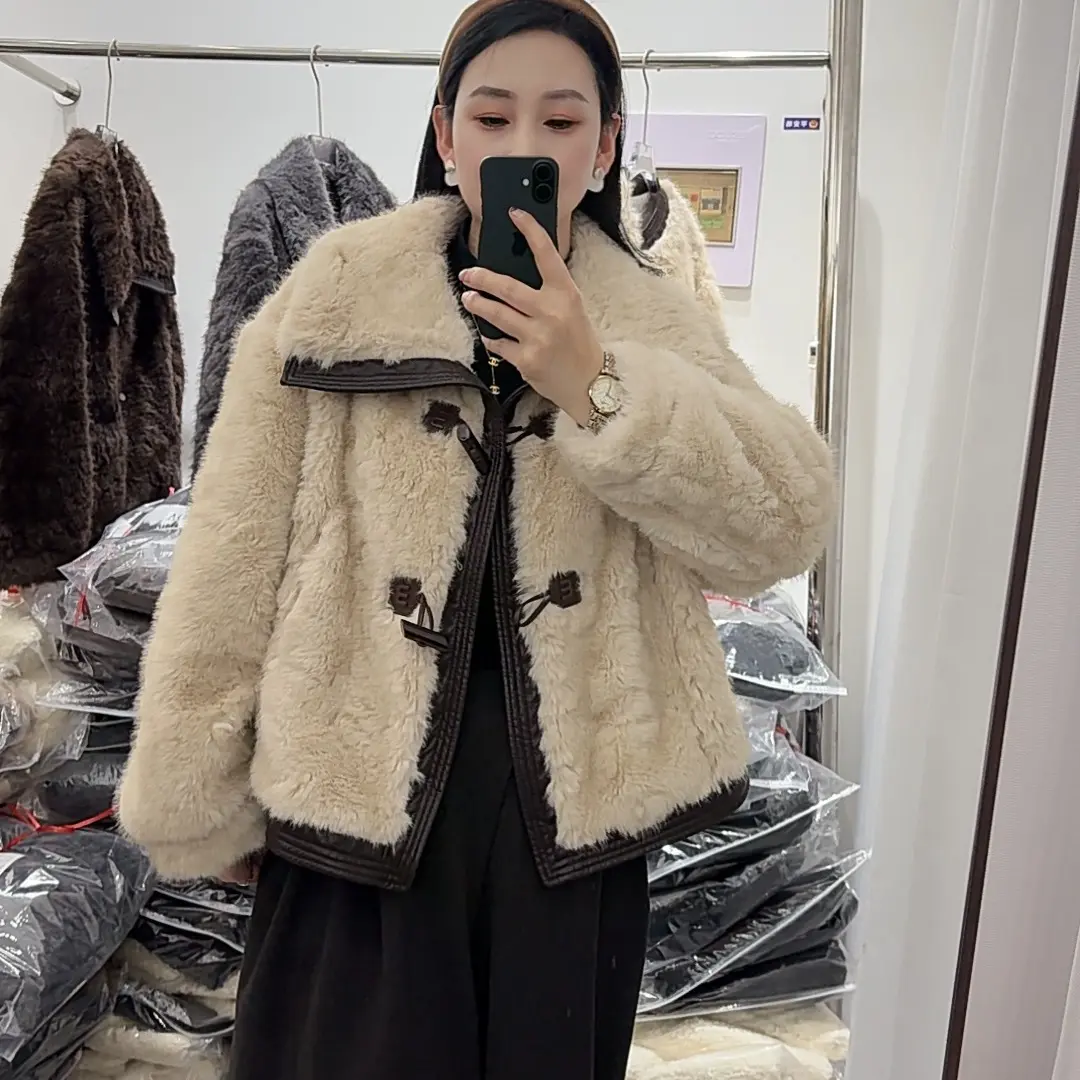 明星同款）翻领仿皮毛一体加厚保暖百搭轻奢外套81210款