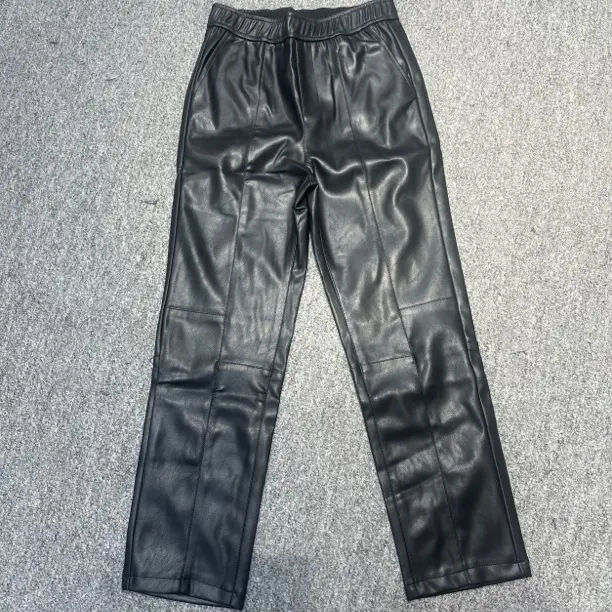 烟管加磨毛弹力松紧腰九分皮裤