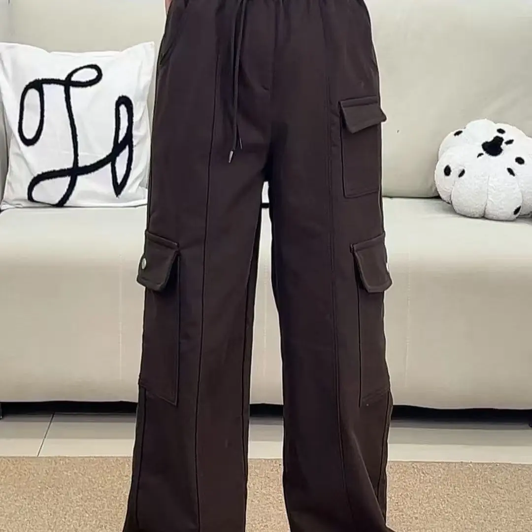 香2025秋冬美式工装裤松紧腰宽松显瘦直筒阔腿休闲裤9082