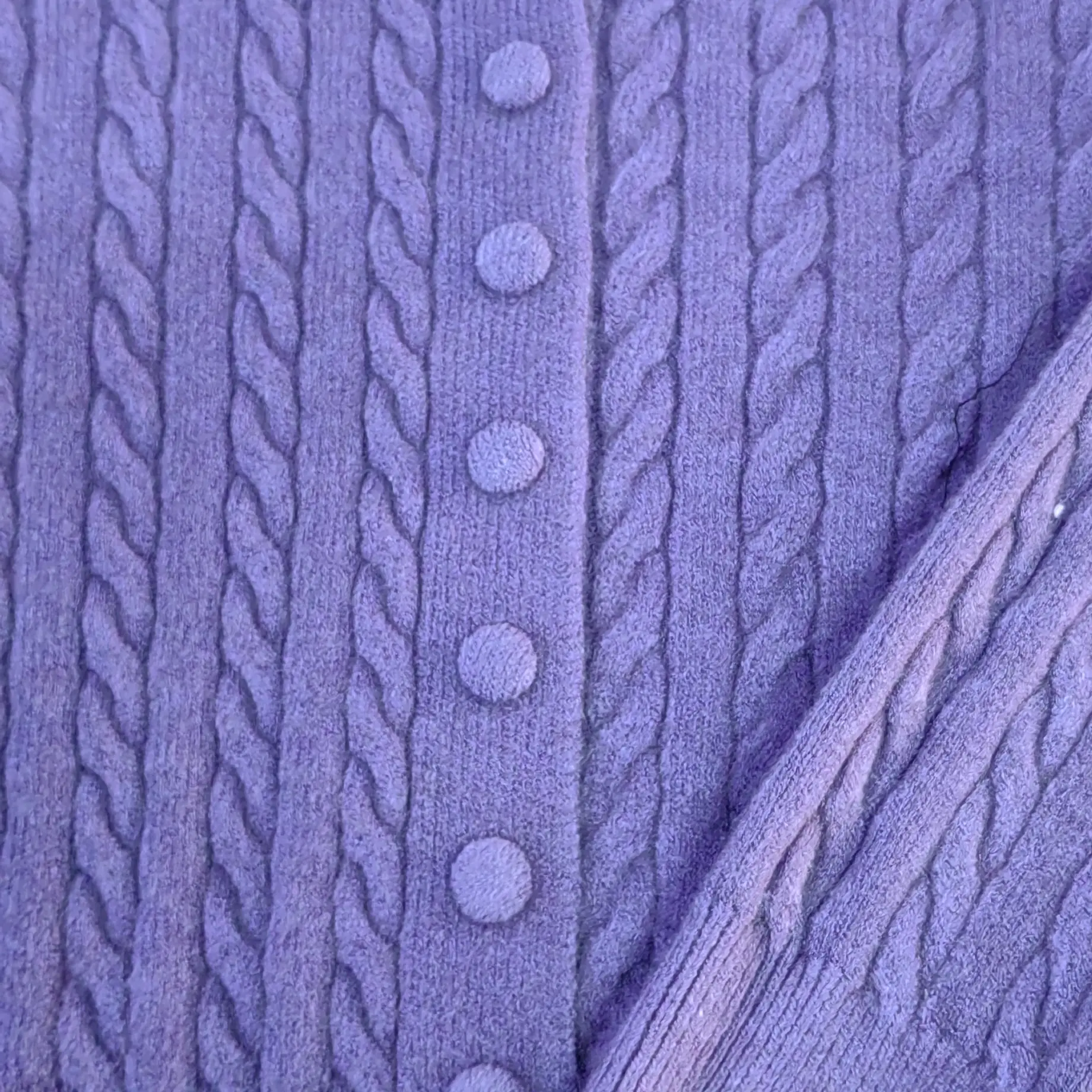 紫色新年毛衣女翻领纯色麻花设计感针织开衫短款宽松型百搭秋冬