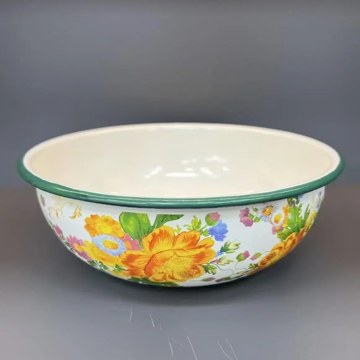 23公分珐琅搪瓷 依兰花 元宝盆