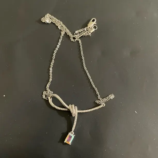 链子925银锆石 娜娜服饰甄选 扣号极光丝带结轻奢女款锁骨链