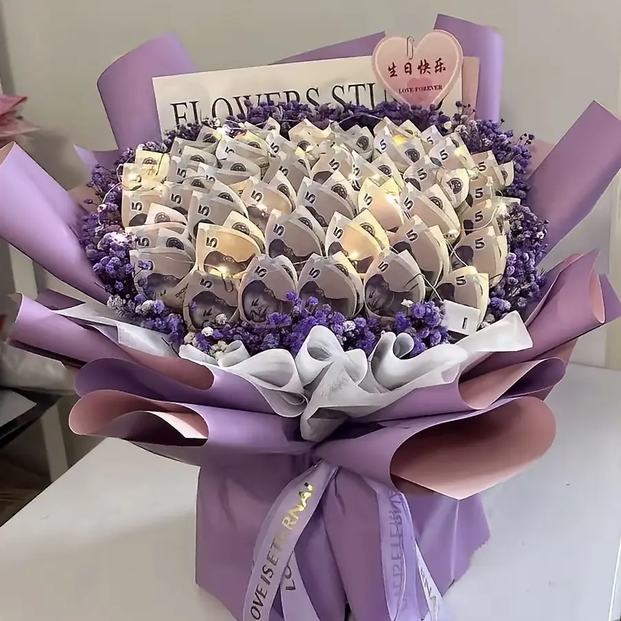 有钱花鲜花生日礼物成品发货全国速递送女友老婆玫瑰花束