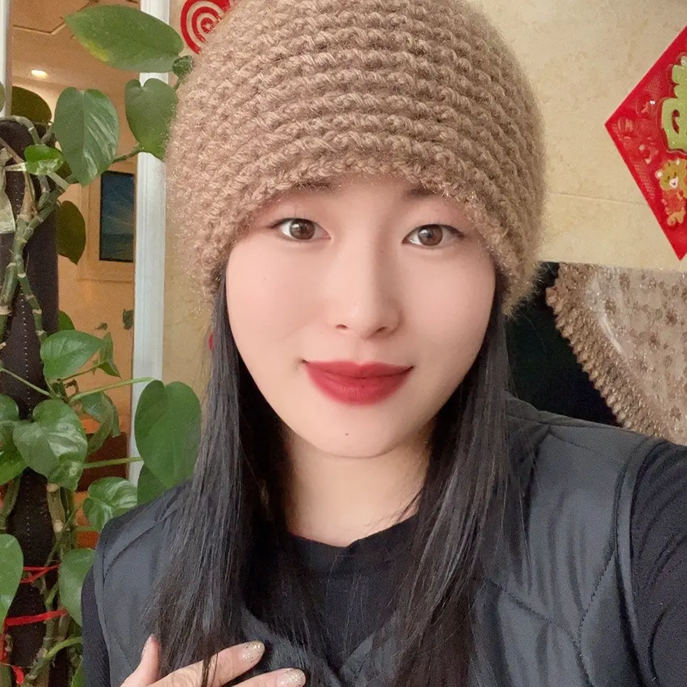 新款纯手工钩织牡丹花帽子女冬季加厚百搭毛线编织帽网红冰冰帽