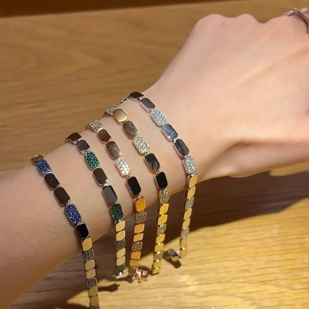 钛钢手链 小方块蛇骨设计时尚气质百搭高级感不掉色ins小众手饰