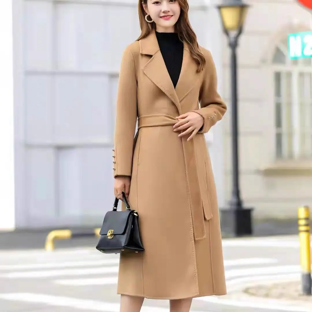 女神款2025中长修身气质显瘦显高西装领直筒羊毛呢大衣