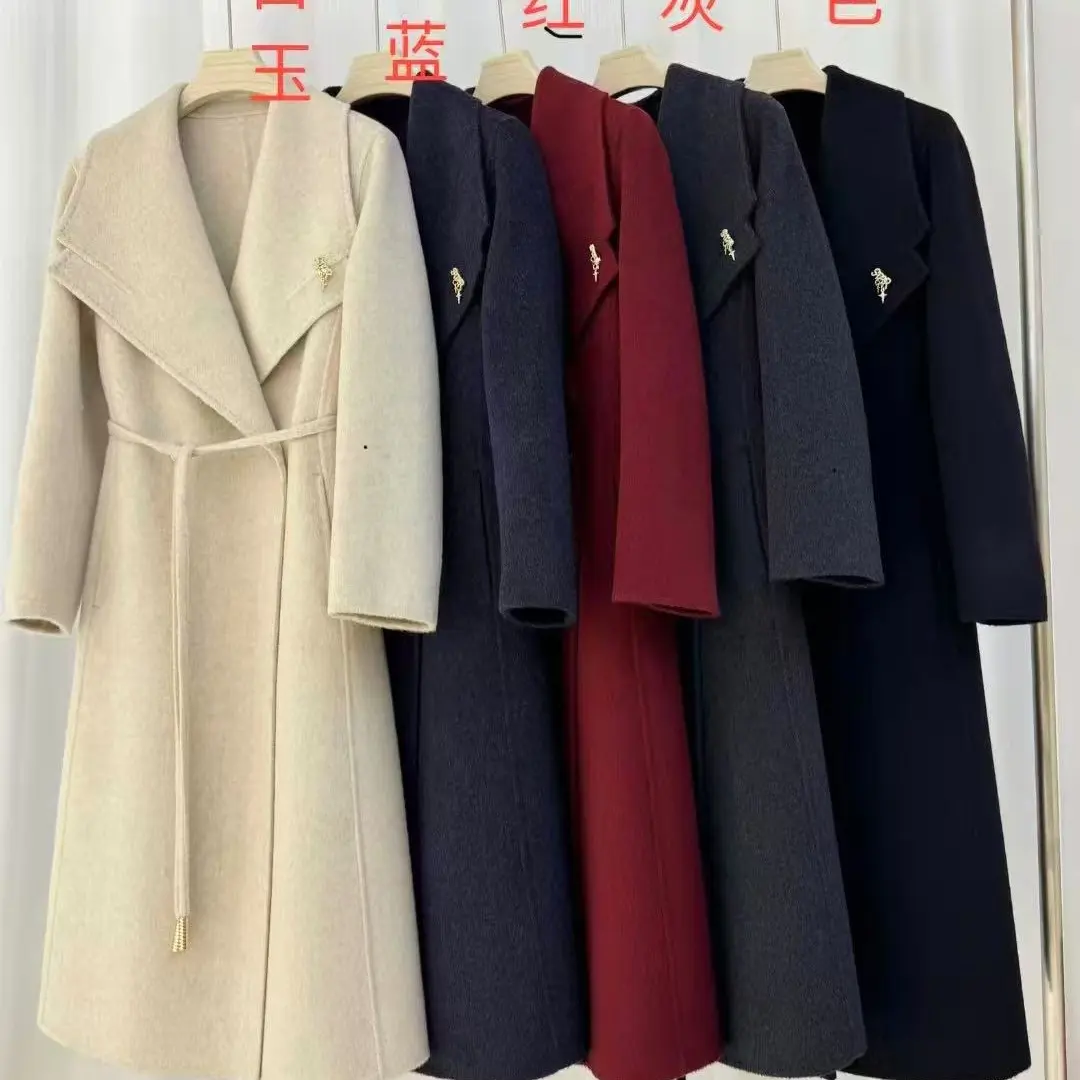 秋冬新款韩版中长款双面羊毛大衣时尚百搭
