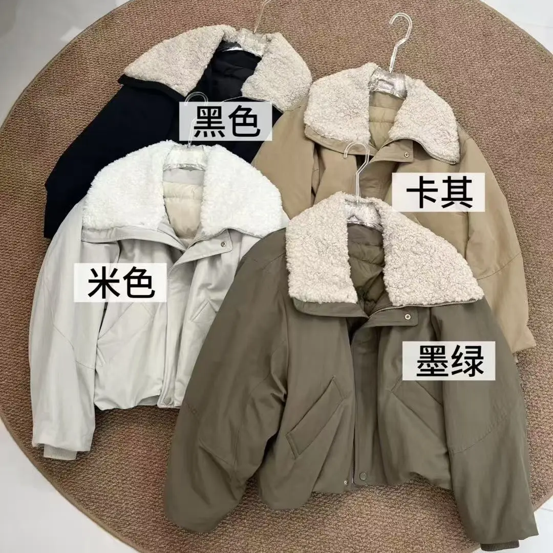 《秀秀精选》05羊羔毛大翻领羽绒服