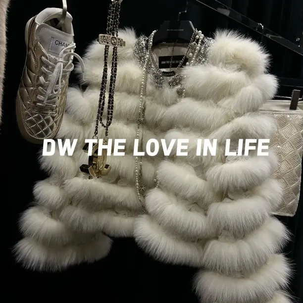 25DW高定重工钉珠-立体花朵狐狸毛羽绒皮草外套