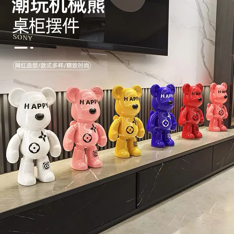 30cm背包熊摆件 轻奢风客厅酒柜高档创意家居装饰品