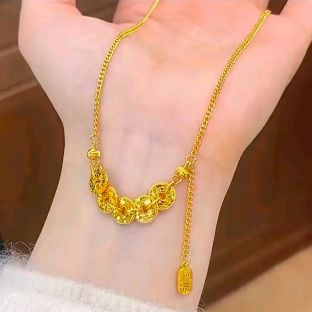 周大金足金五帝钱套链