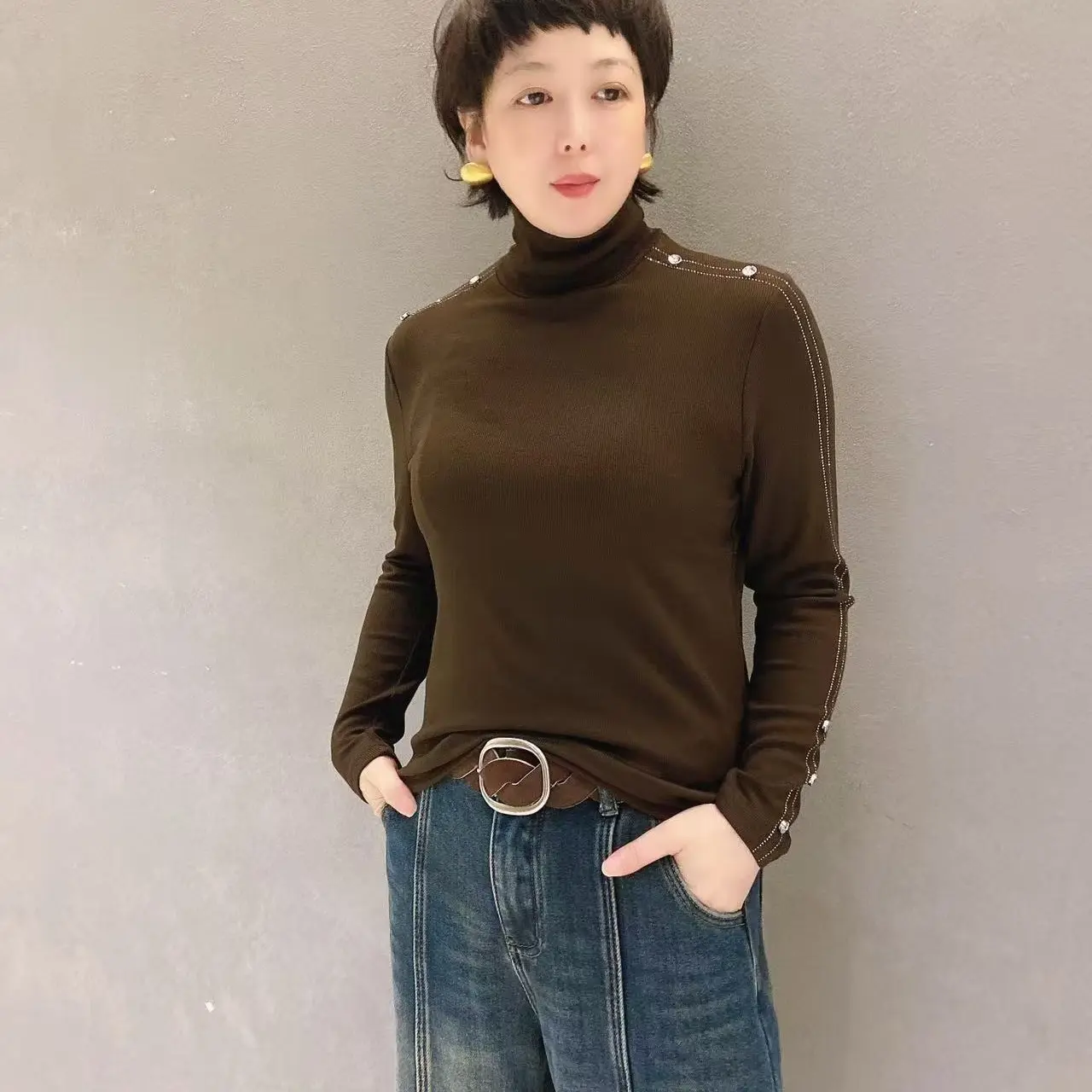 金姐推荐新款冬季高领显瘦内搭长袖打底上衣8862