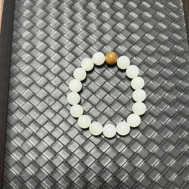 和田玉白玉手串卡12㎜