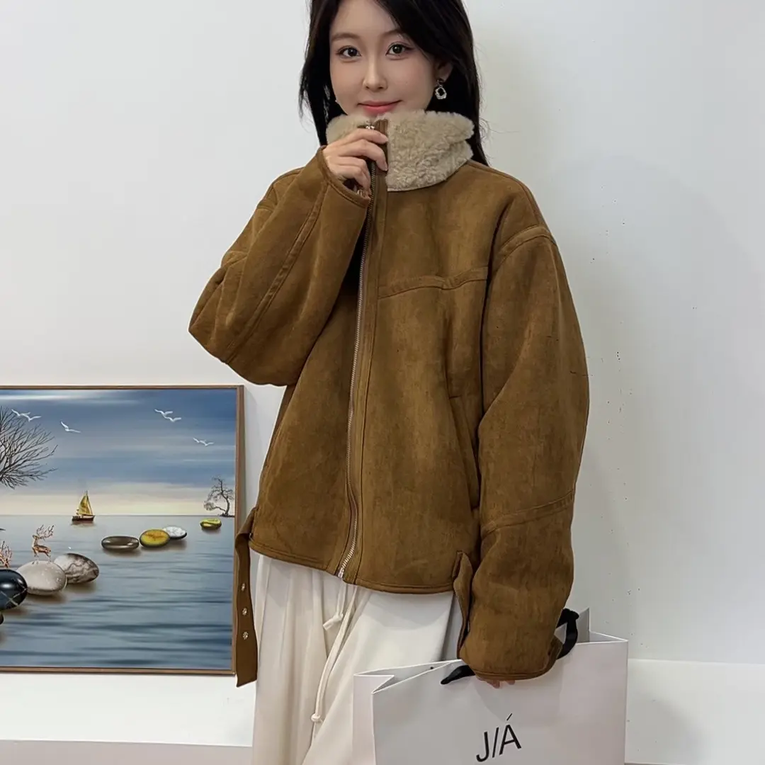 冬季新款加绒加厚宽松型短外套外套百搭减龄保暖