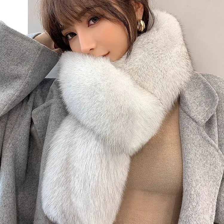 双面新款围巾冬季皮草气质狐狸毛韩版领子保暖百搭皮草