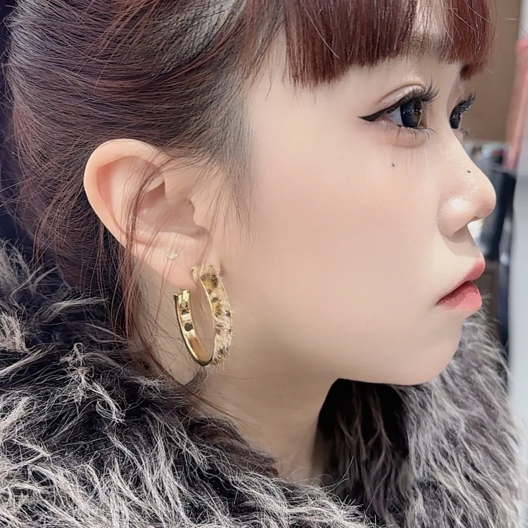 合金绒毛耳饰 （紫晴专属）豹纹耳圈气质美拉德轻奢高级耳环女秋冬