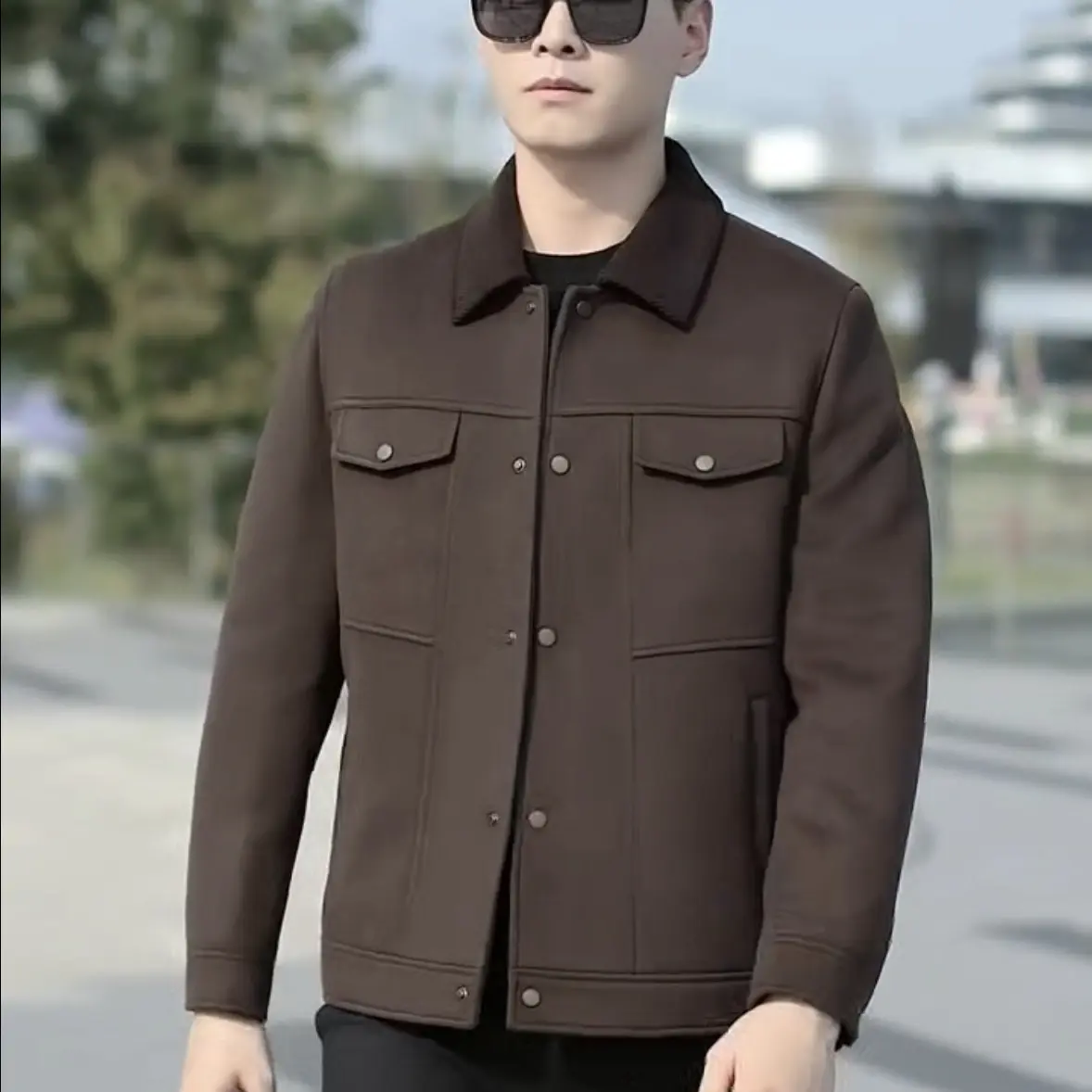 冬季男装翻领夹克不易变形冬季韩版羽绒服外套