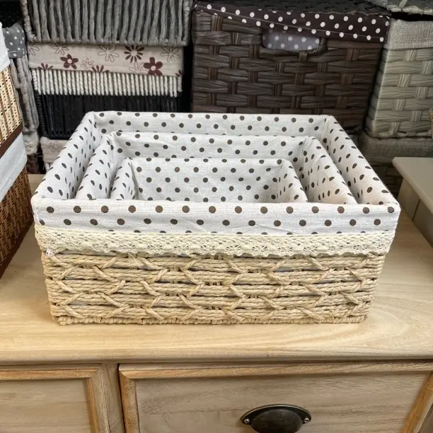 桌面藤编收纳筐化妆品零食钥匙杂物盒编织篮客厅茶几家用整理筐筐