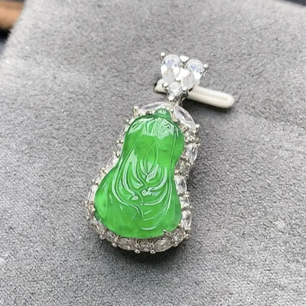 BC001天然翡翠A货冰绿白菜经典百搭款多样性发