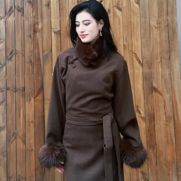 藏装 原创设计款可拆领拼接 垂感博拉冬季款