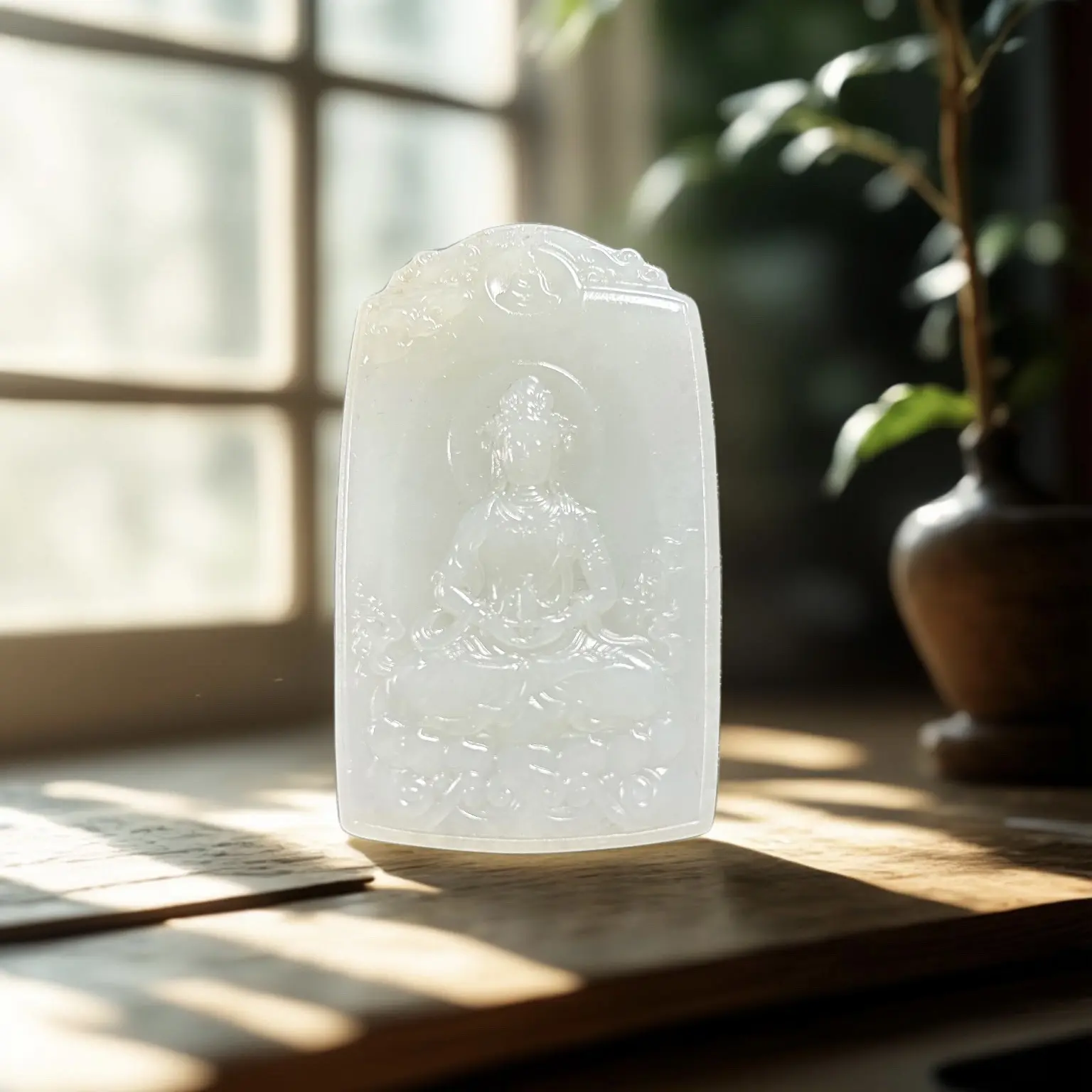 新疆和田玉精雕观音吊坠气质百搭