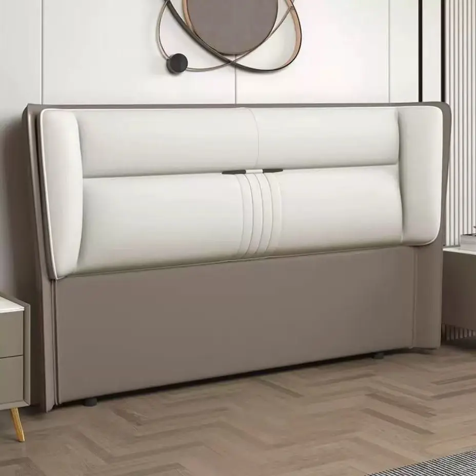 真皮床头板软包靠背简约现代支持定制单靠背板全实木一体落地包邮