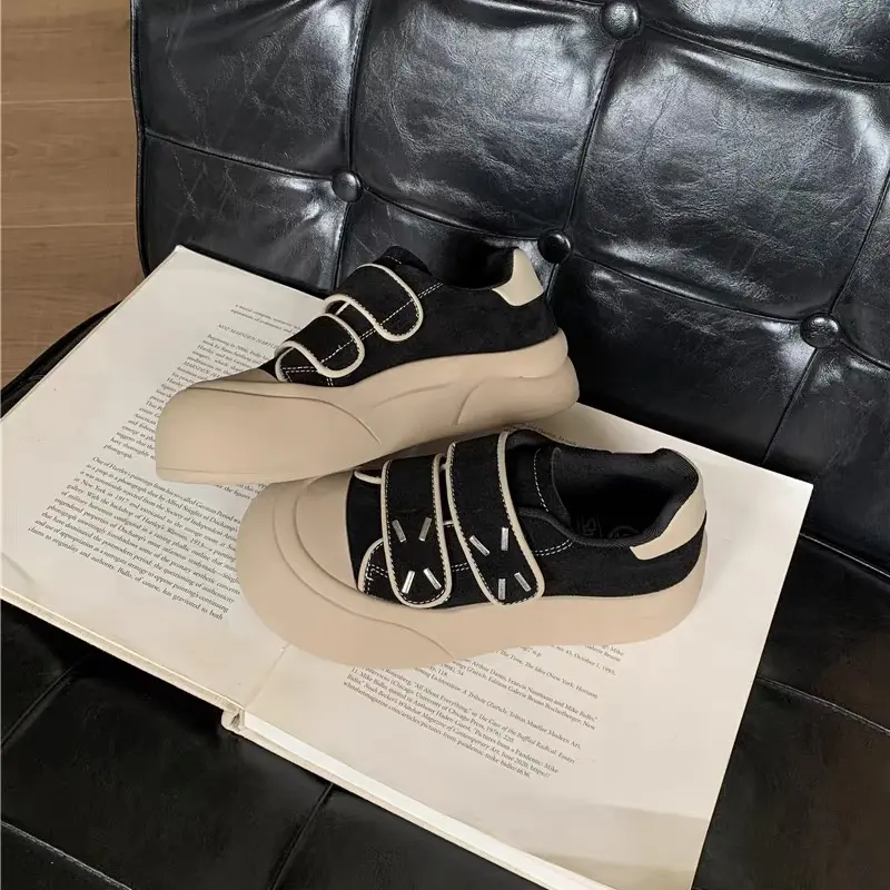 高蒂 新款厚底增高百搭丑萌休闲板鞋魔术贴面包鞋