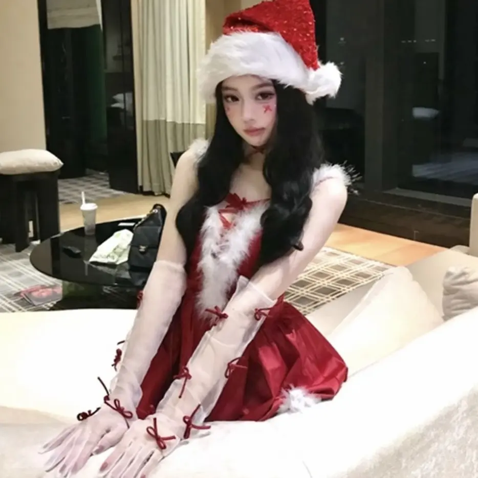 【LunaAmore】圣诞绮梦！红色元素纯欲氛围感圣诞抹胸公主短裙