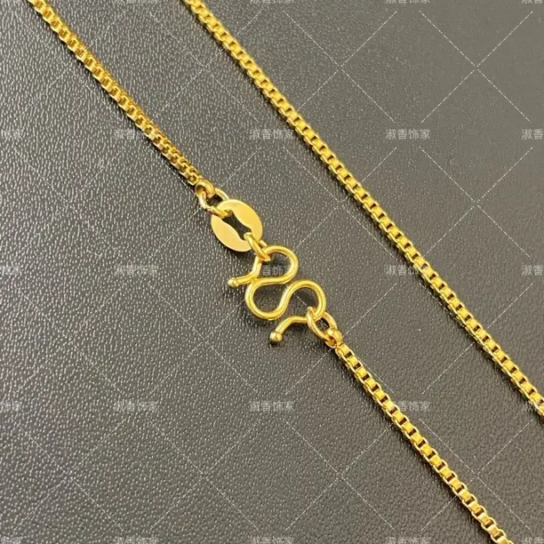 钛钢项链 盒子链M扣金色素链女百搭简约锁骨链精致经典素款