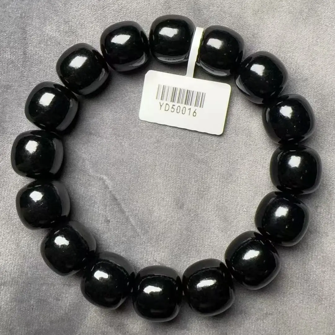 和田玉黑青卡14老型珠手串50016
