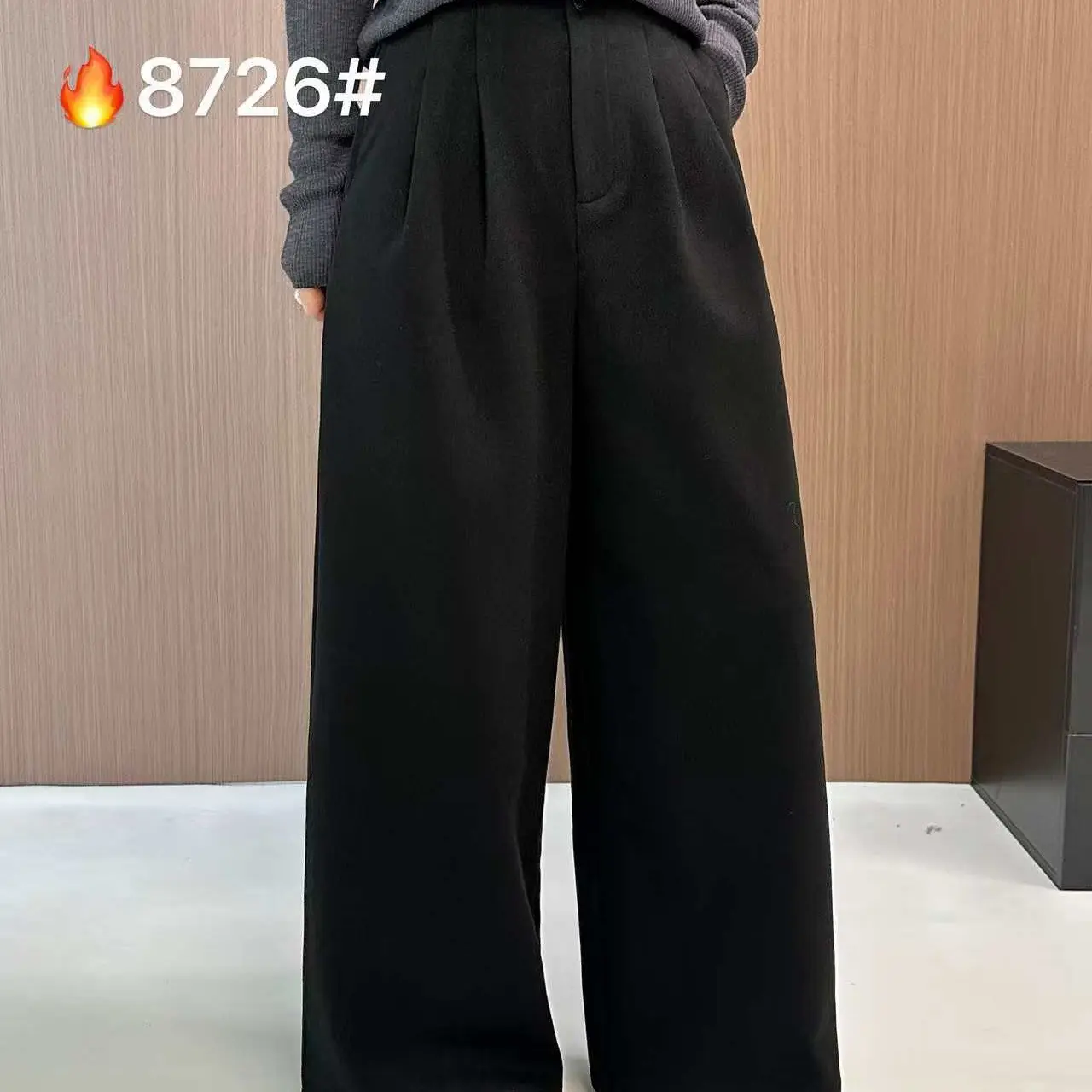 衣凡8726毛呢高腰宽松显瘦休闲直筒阔腿裤