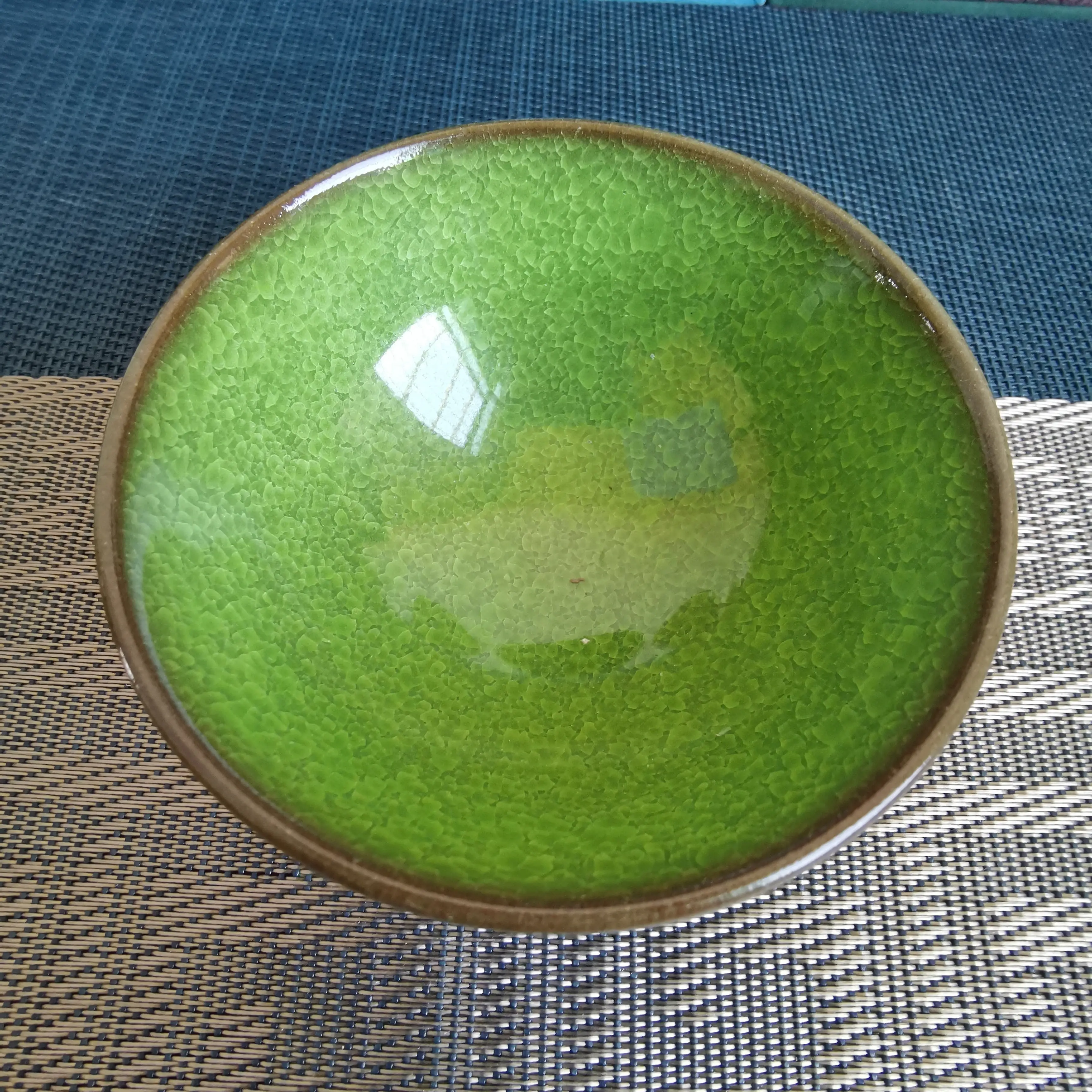 绿色冰裂釉纯手工原矿铁胎陶瓷主人杯