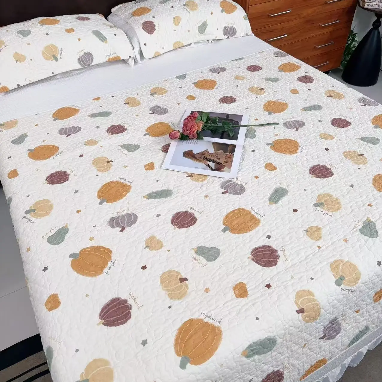 斜纹棉夹棉绗缝床盖可铺可盖四季通用榻榻米适用