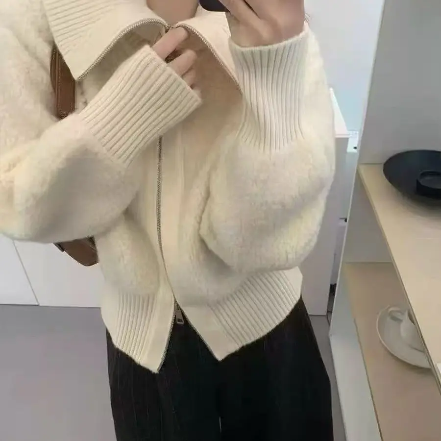 蛋娘专属长袖厚款翻领常规款针织毛针织衫高领针织衫