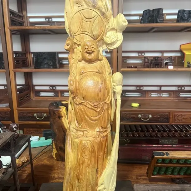 纯手工雕刻观音佛像摆件家居送礼佳品 高66 底宽28.5 孤品捡漏